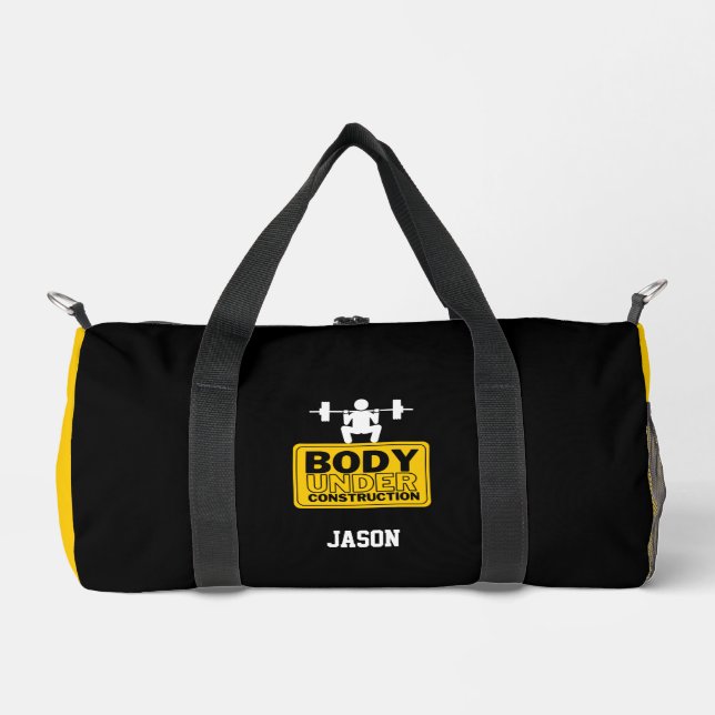 Body Under Construction Custom Name Duffle Bag (Front)