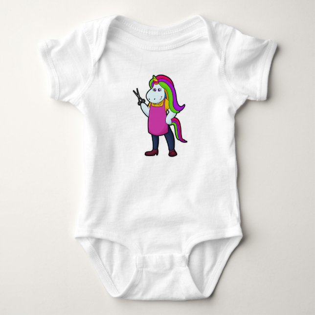 Body Unicorne comme coiffeur avec ciseaux (Devant)