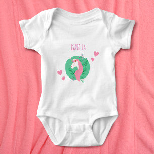 Body Unicorne magique rose et Turquoise avec le nom fil