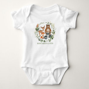 Body Vert doux Bois Forêt Animaux Monogramme