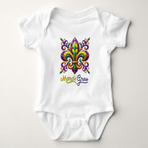 Body Vert jaune pourpre Mardi Gras fleur de lis