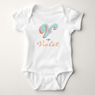 Body Violet nom Révéler Floral Lettre V Fille Fleur