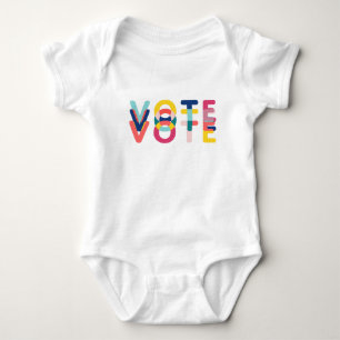 Body Votez bébé moderne en rose, bleu et jaune