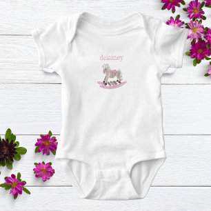 Body Watercolor Baby Girl Personnalisé Rocking Horse