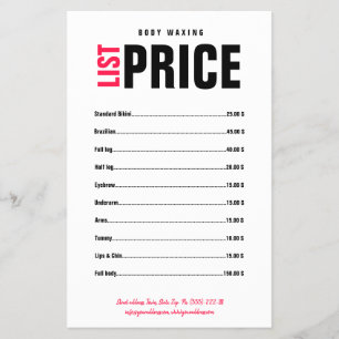 Body Waxing Wax Boutique Bold Black Pink Lettering Flyer