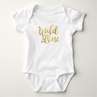 Wild one Bébé anniversaire Fille bodysuit Or chemi