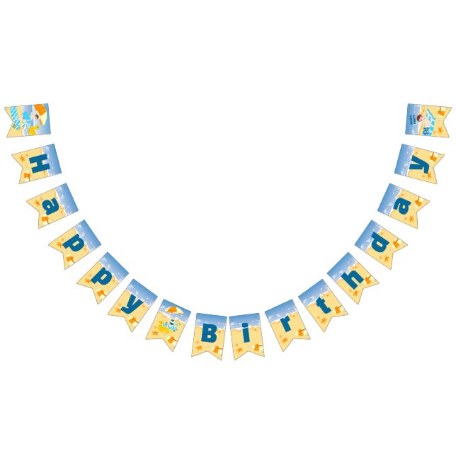 Bodyboard boy beach Birthday Party Bunting Flags (All)