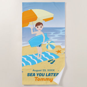 Bodyboard boy fun beach birthday party towel