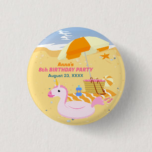 Bodyboard girl fun beach birthday party 1 inch round button