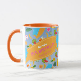 Bodyboard girl fun beach birthday party mug