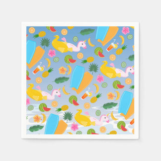 Bodyboard girl fun beach birthday party napkin