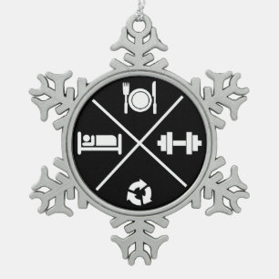 Bodybuiding Gym Motivation Snowflake Pewter Christmas Ornament
