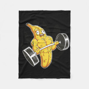 Bodybuilder Banana Lifting Weights Funny Bodybuild Fleece Blanket