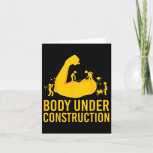 Bodybuilder Body Under Construction Funny Gym Body Card