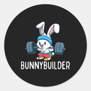 Bodybuilder Bunny Easter Bunnybuilder Fitness Gym Classic Round Sticker
