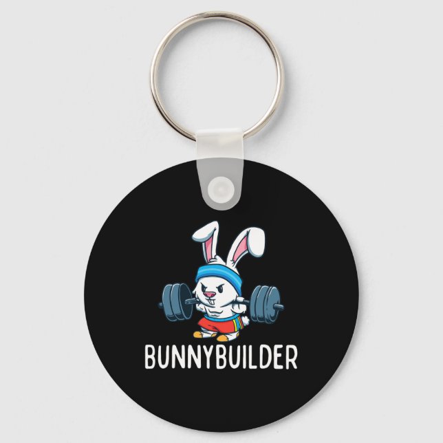 Bodybuilder Bunny Easter Bunnybuilder Fitness Gym  Keychain (Front)