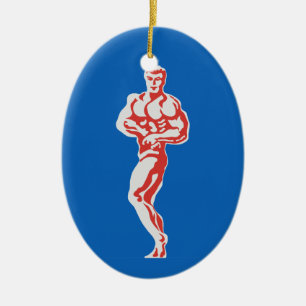 Bodybuilder Ceramic Ornament