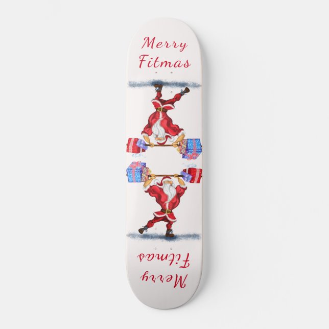 Bodybuilder Cristmas Skateboard Cadeau Père Noël - (Recto)