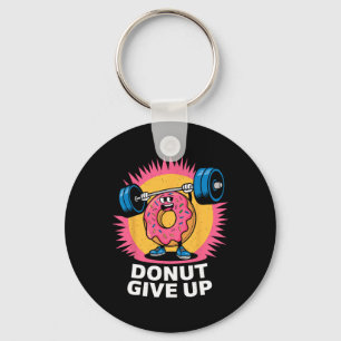 Bodybuilder Doughnut Give Up Humour Gym Workout Jo Keychain