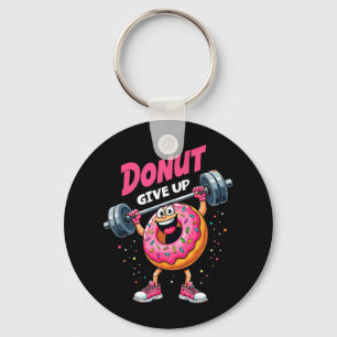 Bodybuilder Doughnut Give Up Humour Gym Workout Jo Keychain