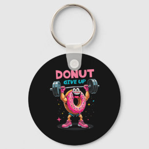 Bodybuilder Doughnut Give Up Humour Gym Workout Jo Keychain