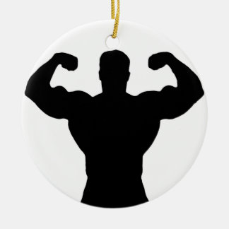 bodybuilder flexing muscles ceramic ornament