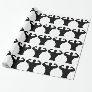 bodybuilder flexing muscles wrapping paper