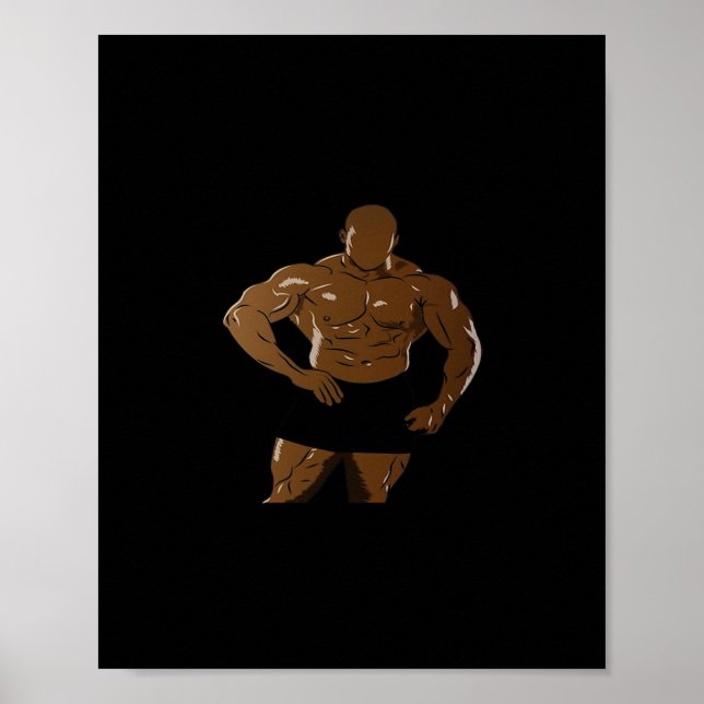 Bodybuilder In Pose – Strength And Pion For Bodybu Poster (Front)