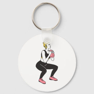Bodybuilder Leg Day Girl Kettlebells Fitness Bodyb Keychain