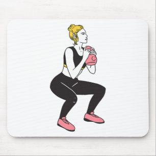 Bodybuilder Leg Day Girl Kettlebells Fitness Bodyb Mouse Pad