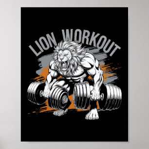 Bodybuilder Lion Lover Gym Wear Fitness Workout Bo Poster