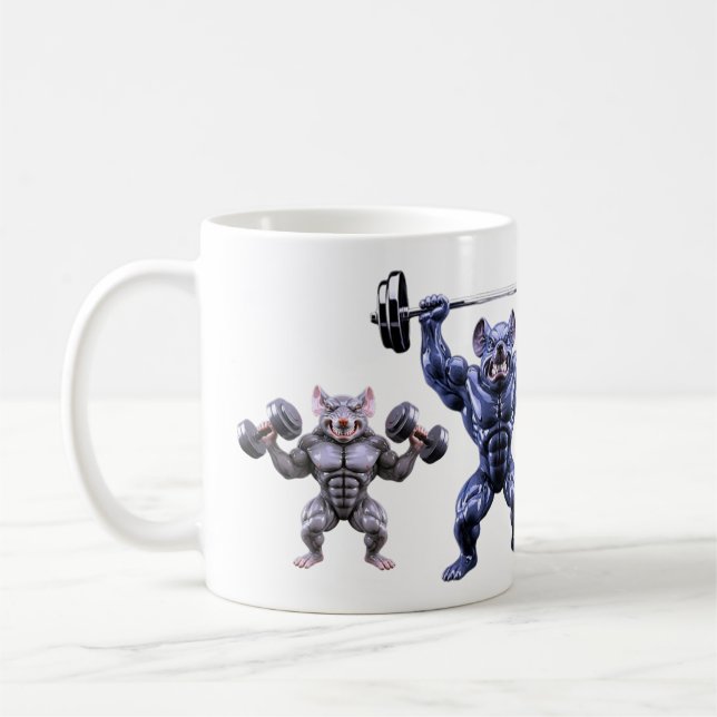 Bodybuilder Mouse Glossy Gym Training Squad Coffee Mug (Left)