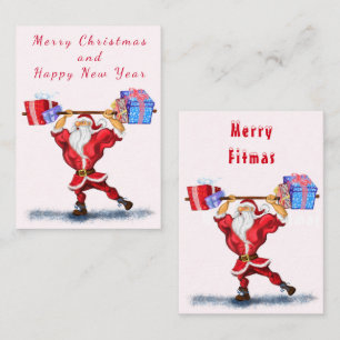 Bodybuilder Père Noël avec cadeau amusant carte de