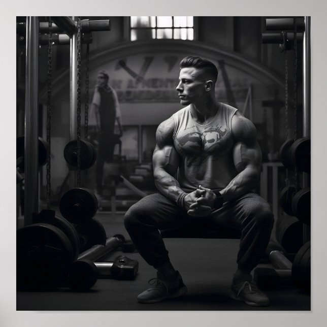 Bodybuilder Resting Between Sets Poster (Front)