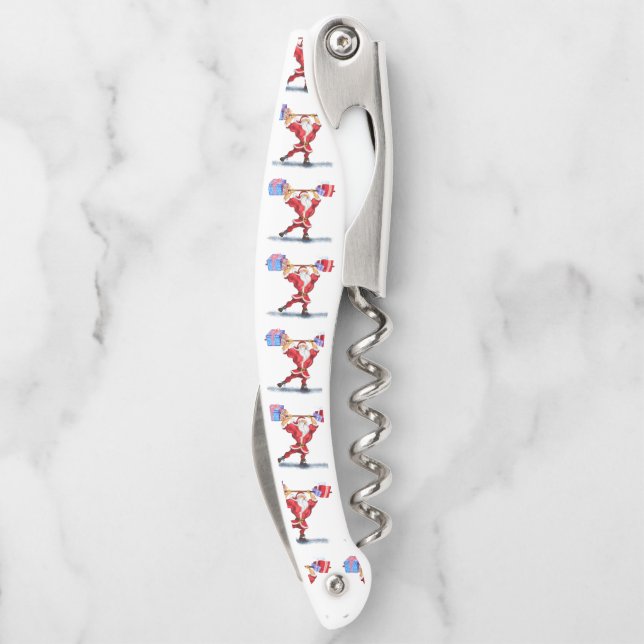 Bodybuilder Santa Christmas Waiter's Corkscrew (Back)