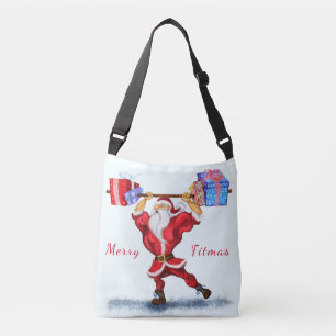 Bodybuilder Santa Claus with Christmas Gifts - Fun Crossbody Bag