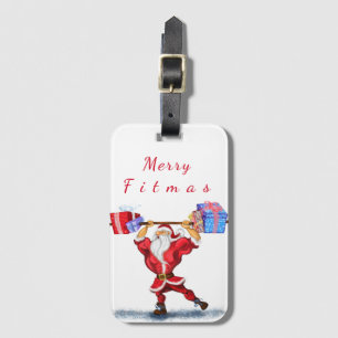 Bodybuilder Santa Claus with Christmas Gifts - Fun Luggage Tag