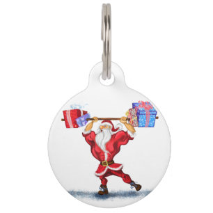 Bodybuilder Santa Claus with Christmas Gifts - Fun Pet Tag