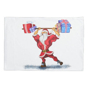 Bodybuilder Santa Claus with Christmas Gifts - Fun Pillowcase