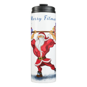 Bodybuilder Santa Claus with Christmas Gifts - Fun Thermal Tumbler