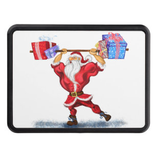 Bodybuilder Santa Claus with Christmas Gifts - Fun Trailer Hitch Cover