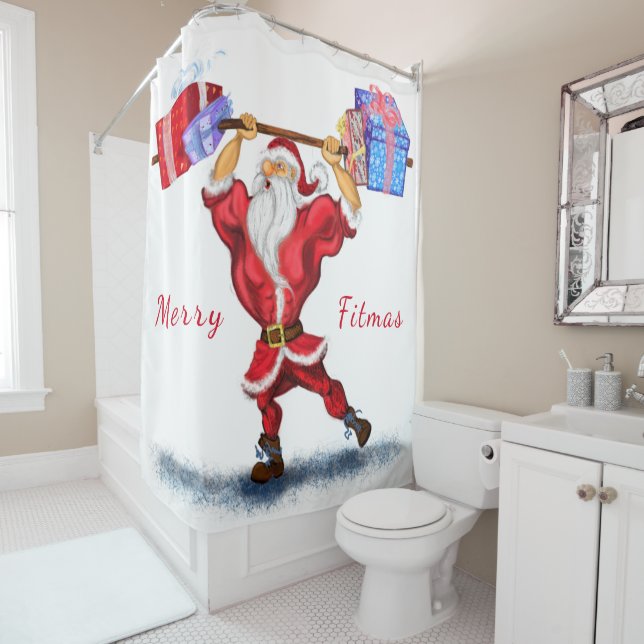Bodybuilder Santa Claus with Christmas Gifts Funny (In Situ)