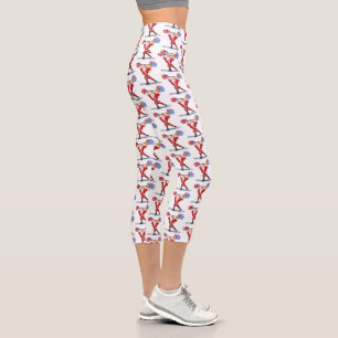 Bodybuilder Santa Claus with Christmas Gifts Funny Capri Leggings