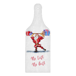 Bodybuilder Santa Claus with Christmas Gifts Funny Cutting Board