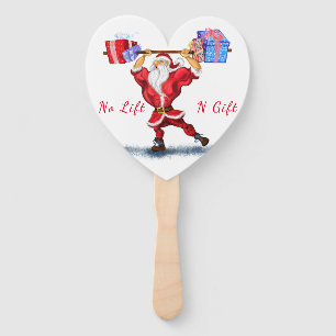 Bodybuilder Santa Claus with Christmas Gifts Funny Hand Fan