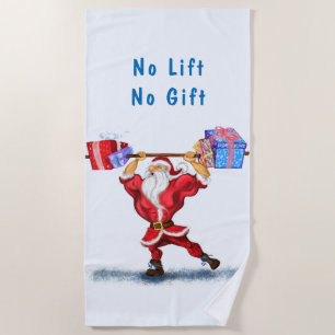 Bodybuilder Santa Funny Christmas Beach Towel