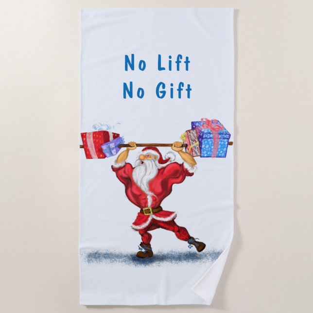 Bodybuilder Santa Funny Christmas Beach Towel (Front)