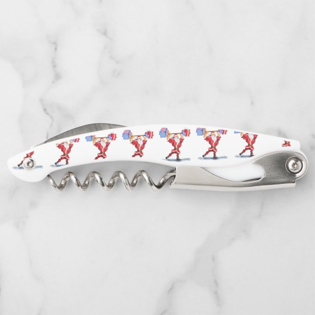 Bodybuilder Santa Funny Christmas Corkscrew (Back)