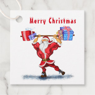 Bodybuilder Santa Funny Christmas Gift Tags