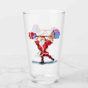 Bodybuilder Santa Funny Christmas Glass